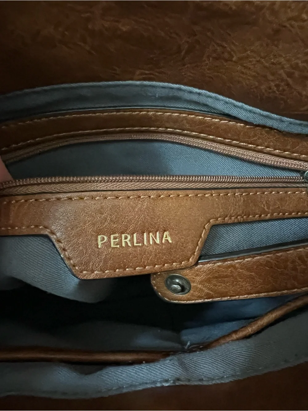 Vintage Perlina Brown Leather Backpack Purse 90s Convertible Shoulder Bag